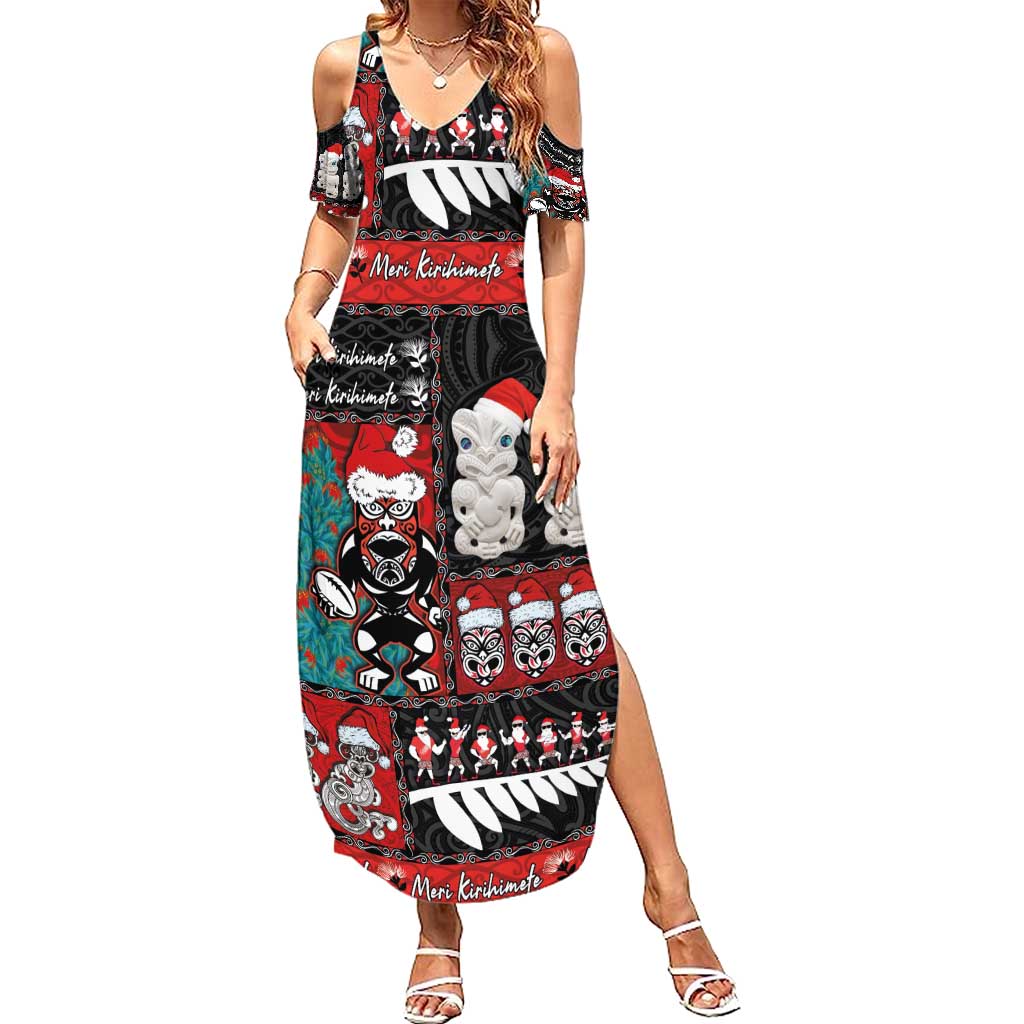 New Zealand Christmas Summer Maxi Dress Maori Christmas Spirit - Meri Kirihimete