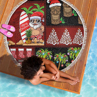 Hawaiian Christmas Beach Blanket - Mele Kalikimaka Island Holiday Vibes - Black Red LT03 - Polynesian Pride