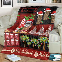 Hawaiian Christmas Blanket - Mele Kalikimaka Island Holiday Vibes - Black Red LT03 - Polynesian Pride