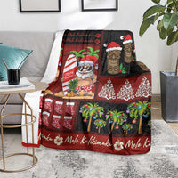 Hawaiian Christmas Blanket - Mele Kalikimaka Island Holiday Vibes - Black Red LT03 - Polynesian Pride