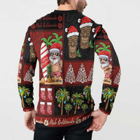 Hawaiian Christmas Button Sweatshirt - Mele Kalikimaka Island Holiday Vibes - Black Red LT03 - Polynesian Pride
