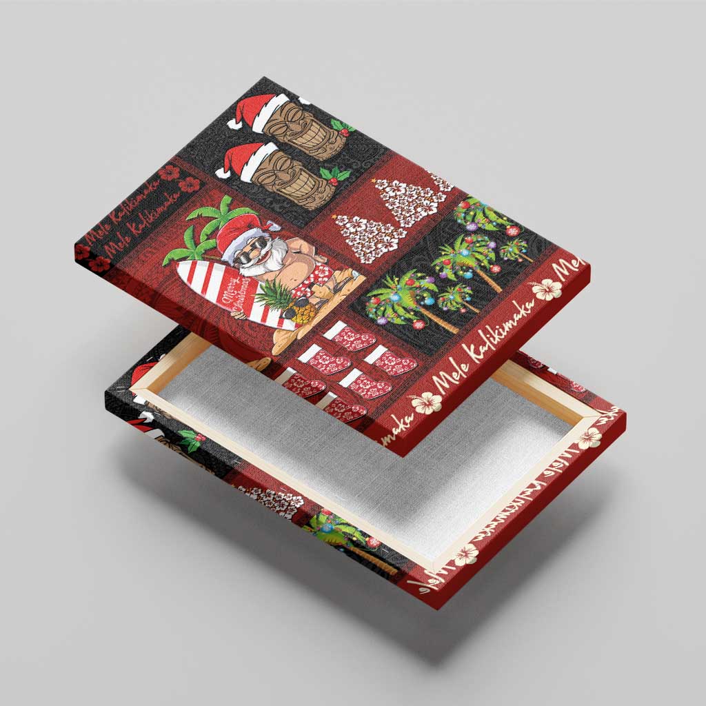 Hawaiian Christmas Canvas Wall Art - Mele Kalikimaka Island Holiday Vibes - Black Red LT03 - Polynesian Pride