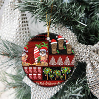 Hawaiian Christmas Ceramic Ornament - Mele Kalikimaka Island Holiday Vibes - Black Red