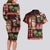 Hawaiian Christmas Couples Matching Long Sleeve Bodycon Dress and Hawaiian Shirt - Mele Kalikimaka Island Holiday Vibes - Black Red