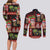 Hawaiian Christmas Couples Matching Long Sleeve Bodycon Dress and Long Sleeve Button Shirt - Mele Kalikimaka Island Holiday Vibes - Black Red