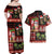 Hawaiian Christmas Couples Matching Off Shoulder Maxi Dress and Hawaiian Shirt - Mele Kalikimaka Island Holiday Vibes - Black Red