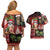 Hawaiian Christmas Couples Matching Off Shoulder Short Dress and Hawaiian Shirt - Mele Kalikimaka Island Holiday Vibes - Black Red