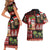 Hawaiian Christmas Couples Matching Short Sleeve Bodycon Dress and Hawaiian Shirt - Mele Kalikimaka Island Holiday Vibes - Black Red