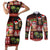 Hawaiian Christmas Couples Matching Short Sleeve Bodycon Dress and Long Sleeve Button Shirt - Mele Kalikimaka Island Holiday Vibes - Black Red