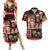 Hawaiian Christmas Couples Matching Summer Maxi Dress and Hawaiian Shirt - Mele Kalikimaka Island Holiday Vibes - Black Red