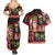 Hawaiian Christmas Couples Matching Summer Maxi Dress and Hawaiian Shirt - Mele Kalikimaka Island Holiday Vibes - Black Red