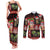 Hawaiian Christmas Couples Matching Tank Maxi Dress and Long Sleeve Button Shirt - Mele Kalikimaka Island Holiday Vibes - Black Red