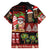 Hawaiian Christmas Family Matching Off Shoulder Short Dress and Hawaiian Shirt - Mele Kalikimaka Island Holiday Vibes - Black Red