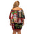 Hawaiian Christmas Family Matching Off Shoulder Short Dress and Hawaiian Shirt - Mele Kalikimaka Island Holiday Vibes - Black Red