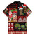 Hawaiian Christmas Family Matching Short Sleeve Bodycon Dress and Hawaiian Shirt - Mele Kalikimaka Island Holiday Vibes - Black Red