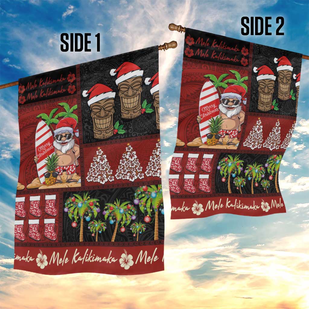 Hawaiian Christmas Garden Flag - Mele Kalikimaka Island Holiday Vibes - Black Red LT03 - Polynesian Pride