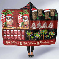 Hawaiian Christmas Hooded Blanket - Mele Kalikimaka Island Holiday Vibes - Black Red LT03 One Size Black - Red - Polynesian Pride