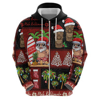 Hawaiian Christmas Hoodie - Mele Kalikimaka Island Holiday Vibes - Black Red