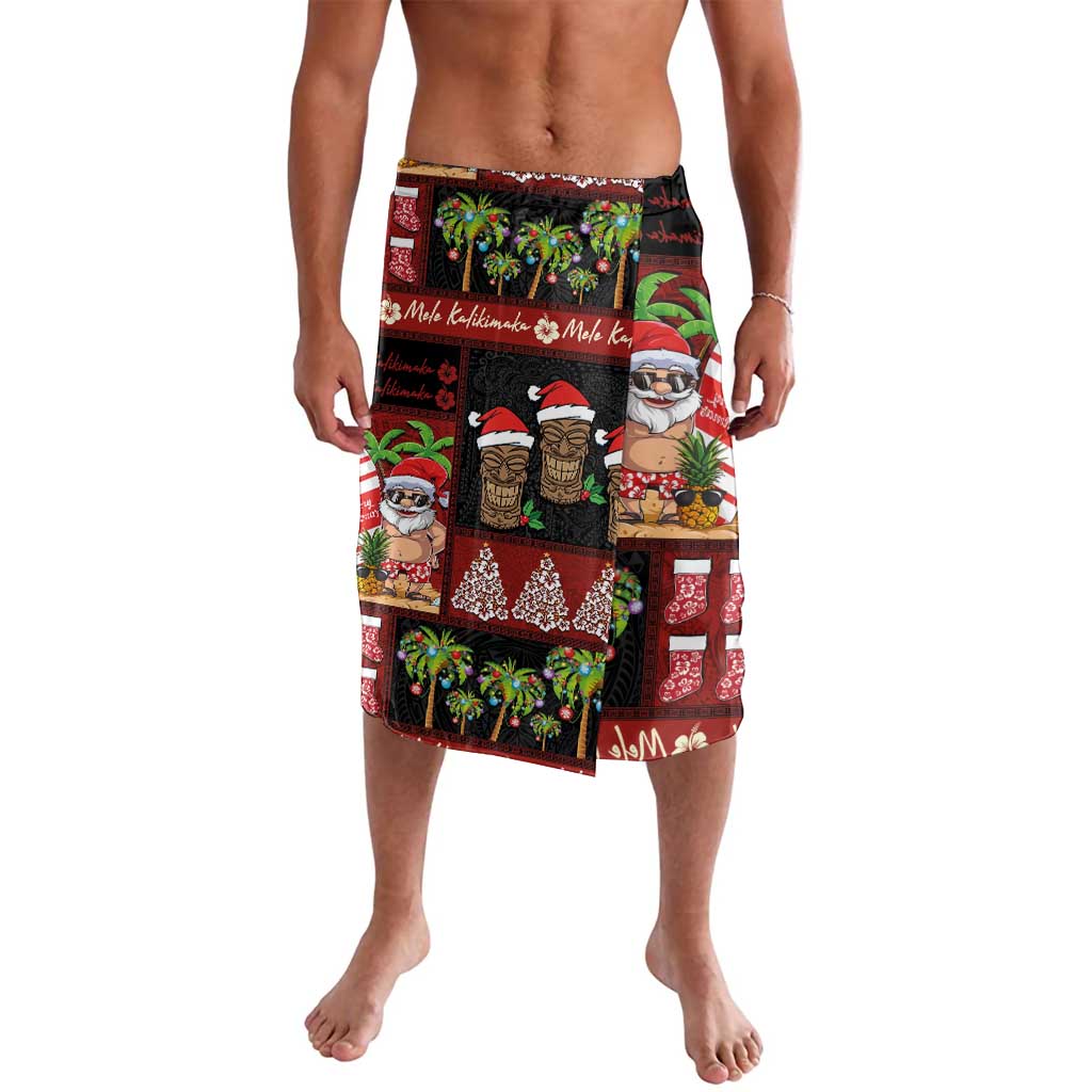 Hawaiian Christmas Lavalava - Mele Kalikimaka Island Holiday Vibes - Black Red LT03 Black - Red - Polynesian Pride