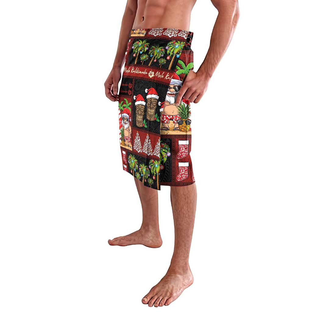 Hawaiian Christmas Lavalava - Mele Kalikimaka Island Holiday Vibes - Black Red LT03 - Polynesian Pride