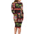 Hawaiian Christmas Long Sleeve Bodycon Dress - Mele Kalikimaka Island Holiday Vibes - Black Red