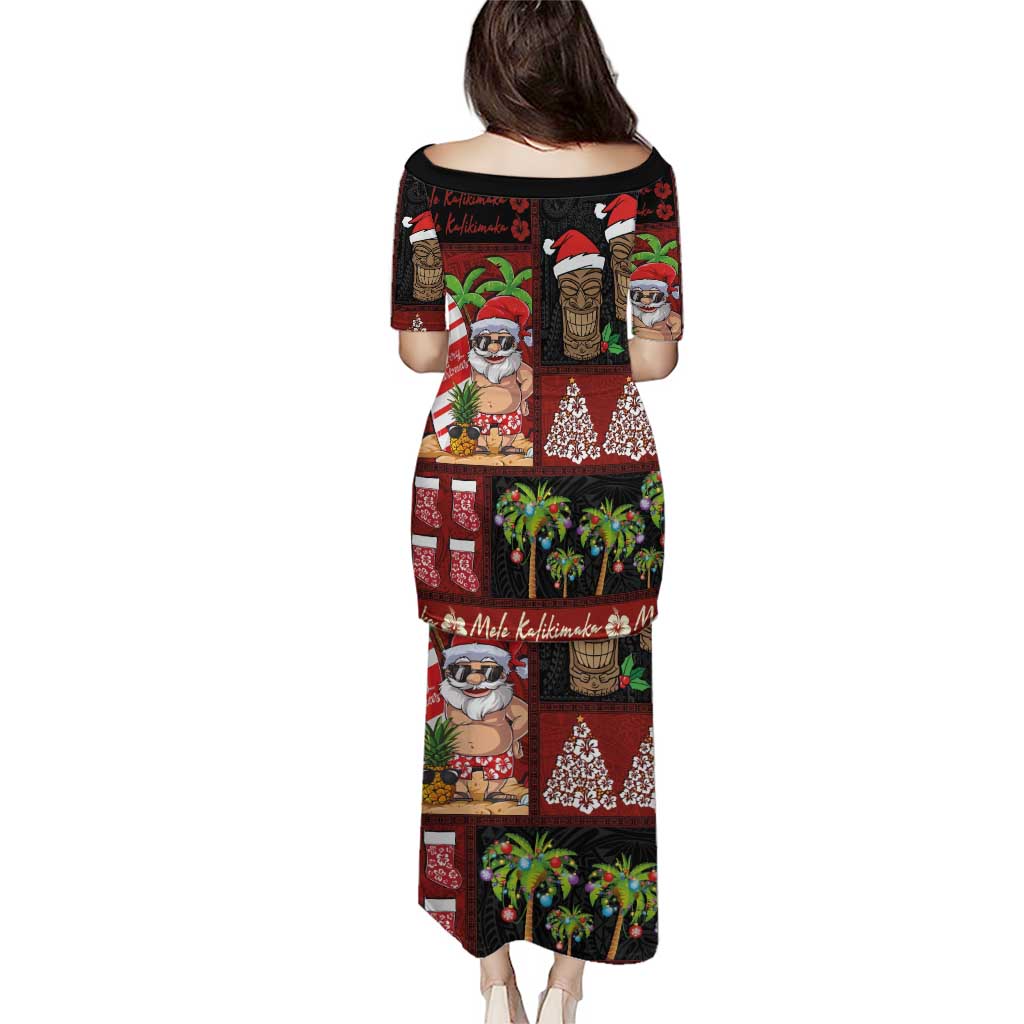 Hawaiian Christmas Puletasi - Mele Kalikimaka Island Holiday Vibes - Black Red LT03 - Polynesian Pride
