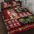 Hawaiian Christmas Quilt Bed Set - Mele Kalikimaka Island Holiday Vibes - Black Red