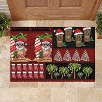 Hawaiian Christmas Rubber Doormat - Mele Kalikimaka Island Holiday Vibes - Black Red LT03 Black - Red - Polynesian Pride