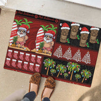 Hawaiian Christmas Rubber Doormat - Mele Kalikimaka Island Holiday Vibes - Black Red LT03 - Polynesian Pride