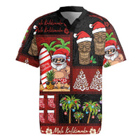 Hawaiian Christmas Rugby Jersey - Mele Kalikimaka Island Holiday Vibes - Black Red LT03 Black - Red - Polynesian Pride