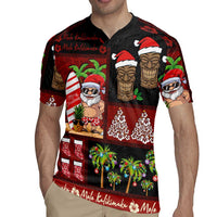 Hawaiian Christmas Rugby Jersey - Mele Kalikimaka Island Holiday Vibes - Black Red LT03 - Polynesian Pride