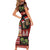 Hawaiian Christmas Short Sleeve Bodycon Dress - Mele Kalikimaka Island Holiday Vibes - Black Red