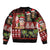 Hawaiian Christmas Sleeve Zip Bomber Jacket - Mele Kalikimaka Island Holiday Vibes - Black Red