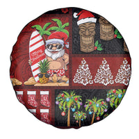 Hawaiian Christmas Spare Tire Cover - Mele Kalikimaka Island Holiday Vibes - Black Red