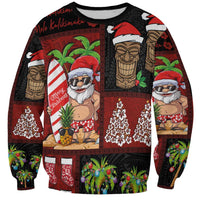 Hawaiian Christmas Sweatshirt - Mele Kalikimaka Island Holiday Vibes - Black Red LT03 Unisex Black - Red - Polynesian Pride