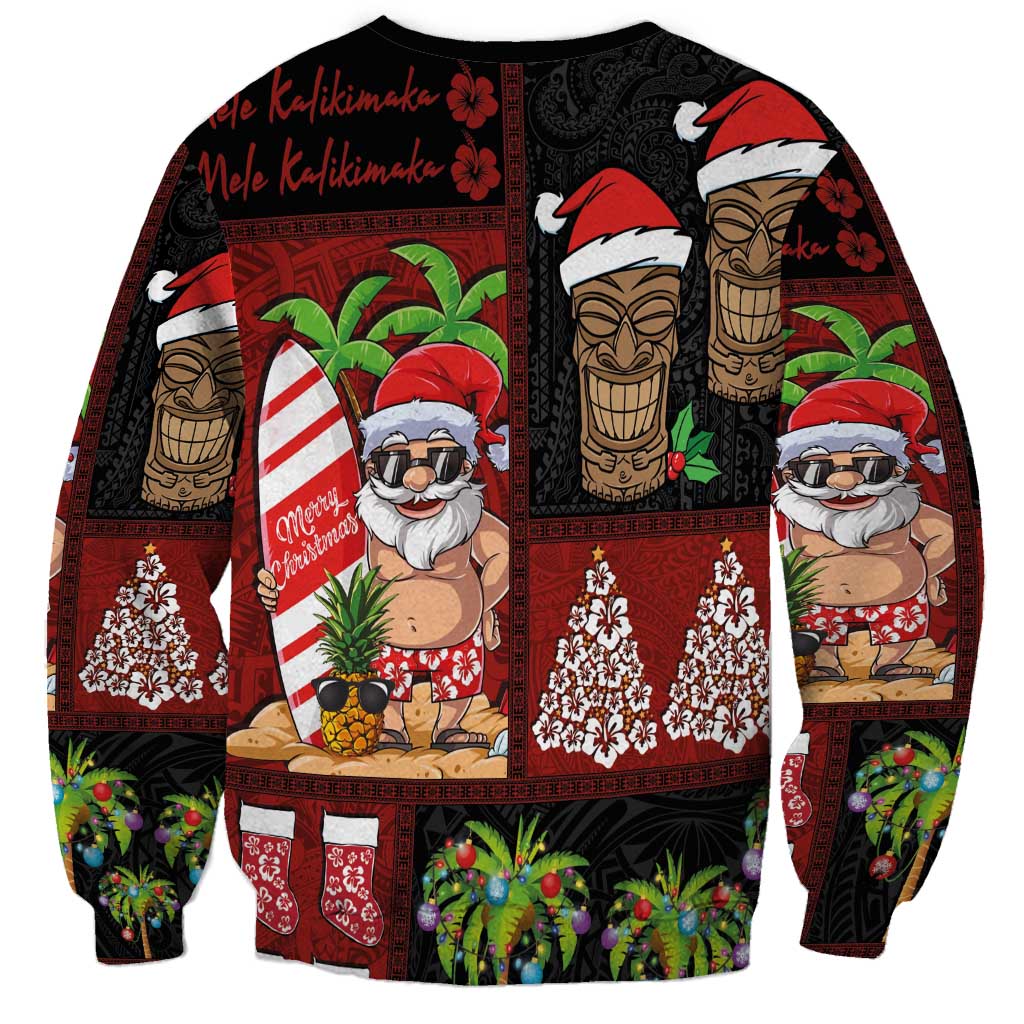 Hawaiian Christmas Sweatshirt - Mele Kalikimaka Island Holiday Vibes - Black Red LT03 - Polynesian Pride