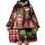 Hawaiian Christmas Wearable Blanket Hoodie - Mele Kalikimaka Island Holiday Vibes - Black Red