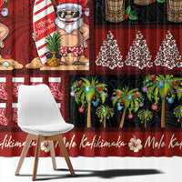 Hawaiian Christmas Window Curtain - Mele Kalikimaka Island Holiday Vibes - Black Red LT03 - Polynesian Pride