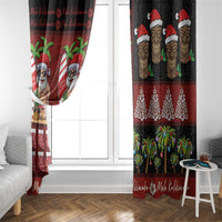 Hawaiian Christmas Window Curtain - Mele Kalikimaka Island Holiday Vibes - Black Red LT03 - Polynesian Pride