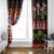 Hawaiian Christmas Window Curtain - Mele Kalikimaka Island Holiday Vibes - Black Red