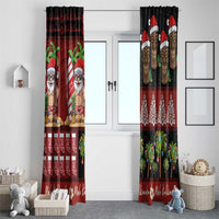 Hawaiian Christmas Window Curtain - Mele Kalikimaka Island Holiday Vibes - Black Red LT03 - Polynesian Pride