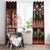 Hawaiian Christmas Window Curtain - Mele Kalikimaka Island Holiday Vibes - Black Red