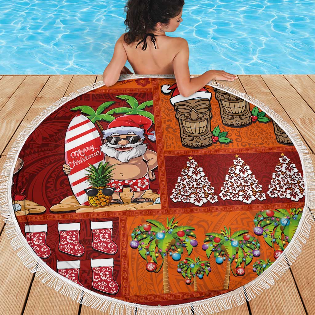 Hawaiian Christmas Beach Blanket - Mele Kalikimaka Island Holiday Vibes - Red Orange LT03 - Polynesian Pride