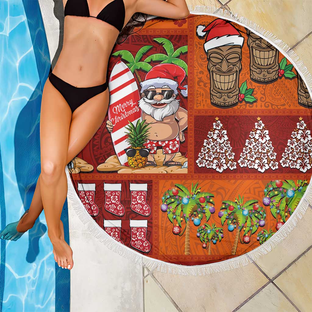 Hawaiian Christmas Beach Blanket - Mele Kalikimaka Island Holiday Vibes - Red Orange LT03 - Polynesian Pride