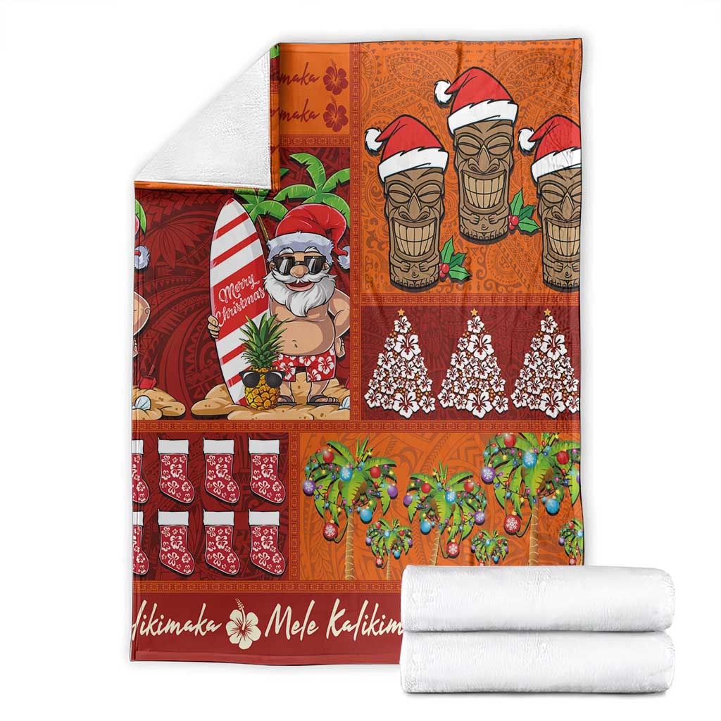 Hawaiian Christmas Blanket - Mele Kalikimaka Island Holiday Vibes - Red Orange LT03 - Polynesian Pride