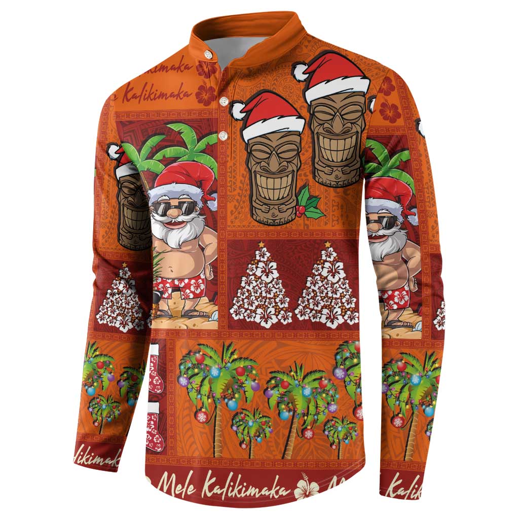 Hawaiian Christmas Button Sweatshirt - Mele Kalikimaka Island Holiday Vibes - Red Orange LT03 - Polynesian Pride