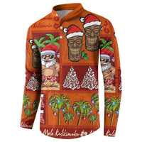 Hawaiian Christmas Button Sweatshirt - Mele Kalikimaka Island Holiday Vibes - Red Orange LT03 - Polynesian Pride