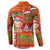 Hawaiian Christmas Button Sweatshirt - Mele Kalikimaka Island Holiday Vibes - Red Orange