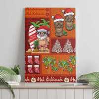 Hawaiian Christmas Canvas Wall Art - Mele Kalikimaka Island Holiday Vibes - Red Orange LT03 - Polynesian Pride
