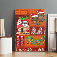 Hawaiian Christmas Canvas Wall Art - Mele Kalikimaka Island Holiday Vibes - Red Orange LT03 - Polynesian Pride
